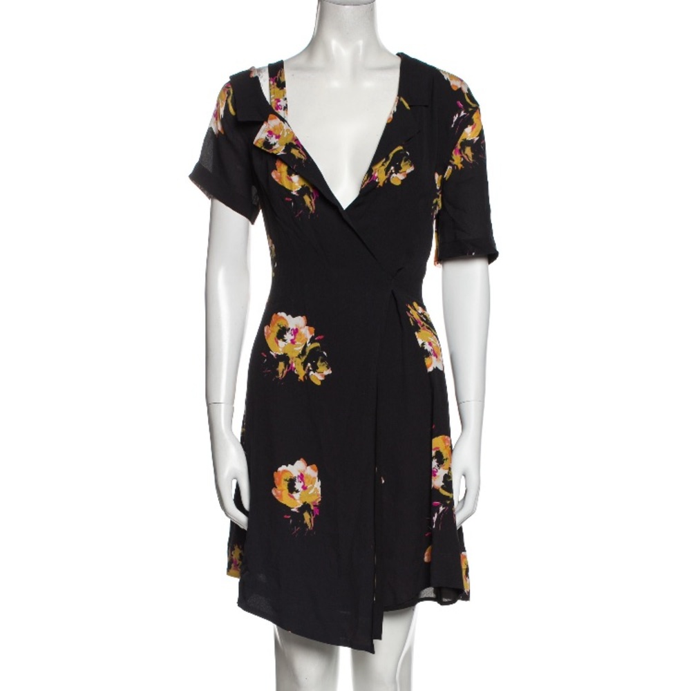 A.L.C. Floral Mini Silk Wrap Dress